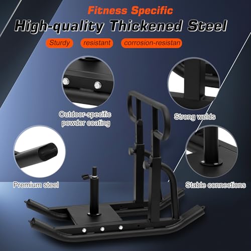 Weight Sled, Fitness Sled, Fitness Strength Training Sled,Adjustable Height Weight Training Sled,Heavy Duty Workout Sled for Building Muscle and Explosive Strength for 1" and 2" Weight Plates