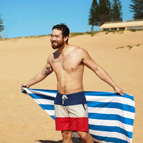 Dock & Bay Beach Towel - Quick Dry, Sand Free - Compact, Lightweight - 100% Recycled - Includes Bag - Cabana - Blue - Large (160x90cm, 63x35) - color: Cabana - Blue, size: Large (160x90cm, 63x35")