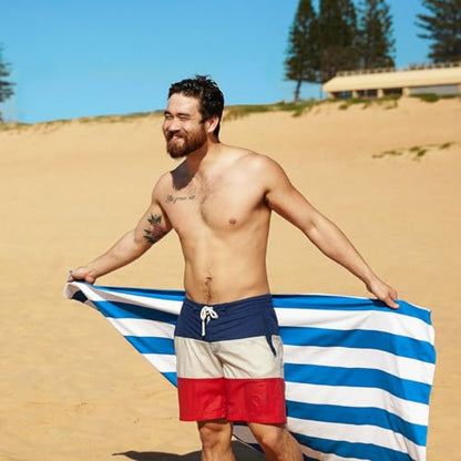 Dock & Bay Beach Towel - Quick Dry, Sand Free - Compact, Lightweight - 100% Recycled - Includes Bag - Cabana - Blue - Large (160x90cm, 63x35) - color: Cabana - Blue, size: Large (160x90cm, 63x35")