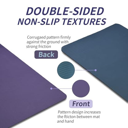 Non-Slip TPE Yoga Mat for Women & Men, 72"x24" Extra-Long Pilates Mats for Hot Yoga, HIIT, Floor Workouts, Lightweight Fitness Mat with Dual Grip