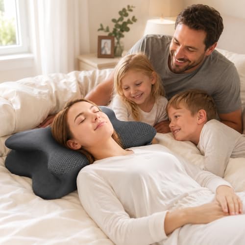 2-in-1 Cervical Neck Pillow for Pain Relief, Rechargeable Side Sleeper Pillows with Heat Airbag Lift, Memory Foam Contour Pillow for Side Back Stomach Sleepers(No Vibration Gray)