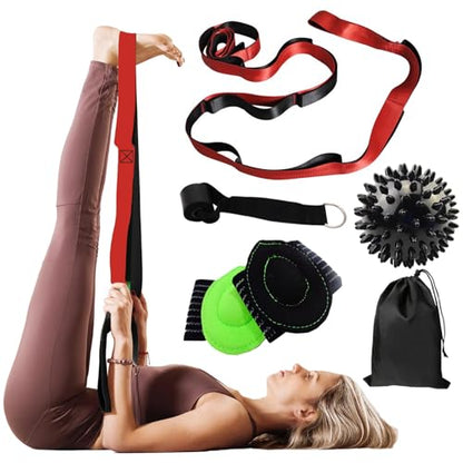 Calf Stretcher Multi Loop Stretch Strap - Physical Therapy Strap for Stretching, Calf Stretch Yoga Belt with Loops, Hamstring Stretcher, Leg Stretch Band, Fascia Stretcher & Arch Support Bands for Feet