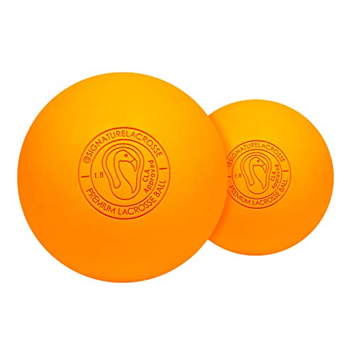 Signature Lacrosse Ball Set - Packs of 2, 4, 8, 12, and 100 - No Chemical Smell Massage Balls, Myofascial Release Tools, Back Roller, Muscle Knot Remover - color: Orange, size: 2 Balls