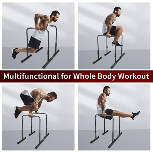 Dip Bar, Adjustable Dip Stands Station for Home, Functional Heavy Duty Parallette Bars for Upper Body Workout (550LBS Loading Capacity, 2025 New Version)