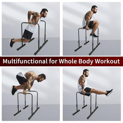 Dip Bar, Adjustable Dip Stands Station for Home, Functional Heavy Duty Parallette Bars for Upper Body Workout (550LBS Loading Capacity, 2025 New Version)