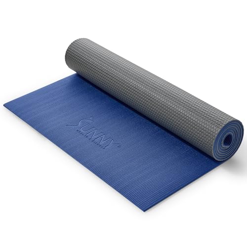 Sunny Health & Fitness Non-Slip Yoga Mat – Durable, Anti-Tear, Lightweight, Cushioned Support for Yoga, Pilates, Stretching Exercises, Meditation and Floor Workouts | Multiple Sizes & Colors - color: Premium Blue