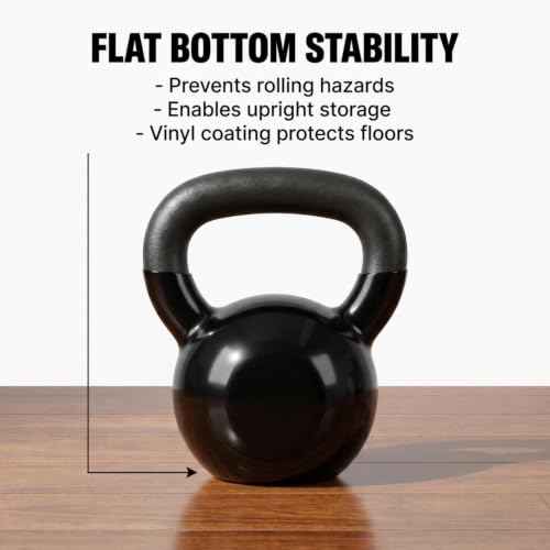 Amber Fight Gear Vinyl Coated Kettlebell Weights | Solid Cast Iron Kettle Bells for Strength Training, Core Workouts & Cardio | Home Gym Exercise Equipment for Men & Women | 5 lbs to 70 lbs