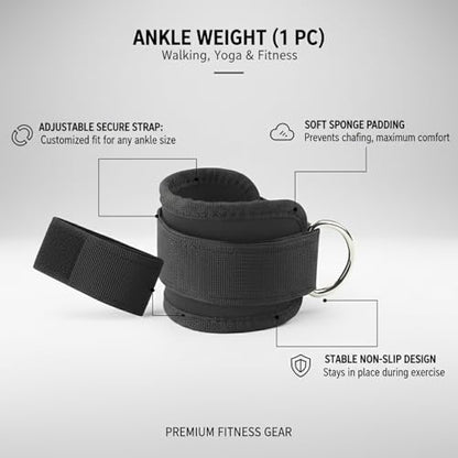 Ankle Weights with Soft Sponge Padding and Adjustable Hook and Loop Straps for Walking, Yoga, and Fitness (1 PC) - color: Black