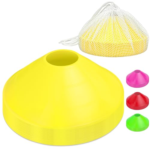 GoSports Premium Sports Cones for Agility Training and Drills - 20 Pack with Tote - Orange, Green, Pink, Yellow, or Red - color: Yellow