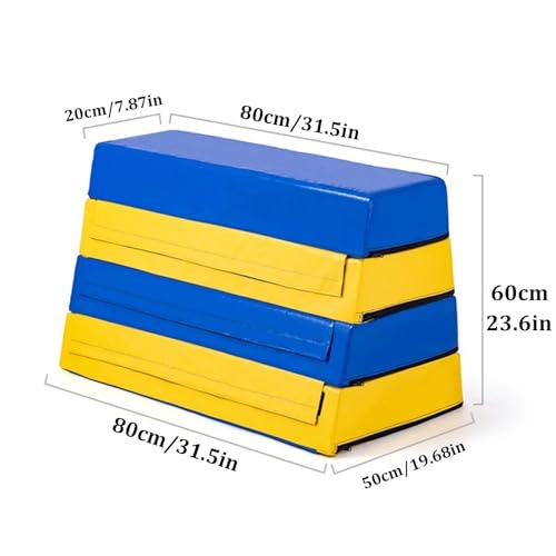 4-in-1 Foam Plyometric Jump Box, Foam Plyometric Jump Boxes, Soft Foam Vaulting Box for Kindergarten Gymnastics Kids, Agility Training Gymnastics Training, Multicolor - size: 80x50x60cm