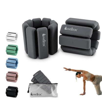 Weighted Bangles – Adjustable Ankle and Wrist Weights for Women & Men – Set of Ankle Weights 2 lbs (1 lb Each Wrist Weight) | Weighted Arm Bands for Pilates, Yoga, Running & Walking - color: Grey