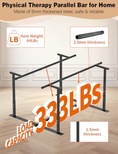 YEEZOO Parallel Bars for Physical Therapy 6FT, Adjustable Height & Width Walking Assist bar for Rehabilitation & Walking Balance Issues(6ft/183cm) - size: 6FT Length