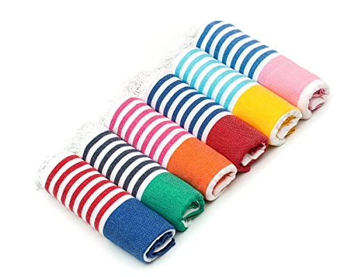 HAVLULAND Turkish Beach Towel, Set of 6, Oversized 72"x40", 100% Cotton - color: 6 Multi-color, size: 6 Pack