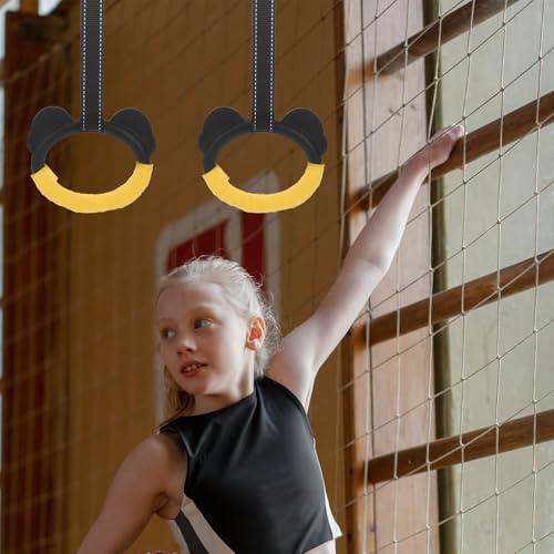 Gymnastic Rings with Buckle Straps, Plastic Indoor Exercise Rings Set with 1m Adjustable Rope for Pull-up Training and Home Fitness