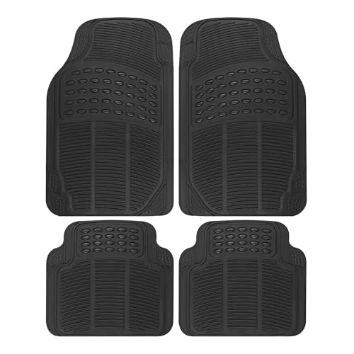 BDK Floor Mats, 4-Piece All-Weather Car Mat with Universal Fit Design, Durable Rubber Car Floor Mats with Capture Ridges, Waterproof for Cars Trucks SUV (Black) - color: Black, size: 4 Piece