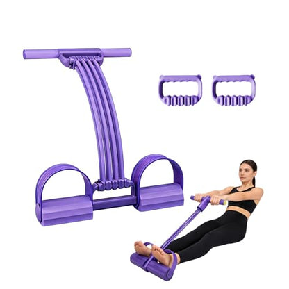 Pedal Resistance Band with Handle, 2026 New Upgrate 8 Tube Exercise Band 3‑in‑1 Multi-Function for Foot Pedal Pull, Back Stretch & Chest Expand, Portable Latex Fitness