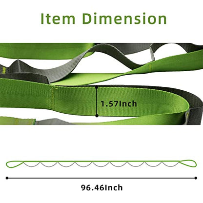 Yoga Straps Stretching Strap with 12 Loops Workout Poster, Straps for Stretching Physical Therapy Equipment Long Stretch Out Bands for Exercise, Pilates and Gymnastics for Women Men