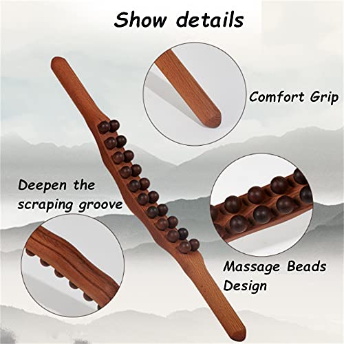 Wooden Gua Sha Tools Anti Cellulite Massage Tool,20 Beads Lymphatic Drainage Stick for Back and Head Relaxing Scrapping 22.83INCH - color: Style E Black 20 Beads