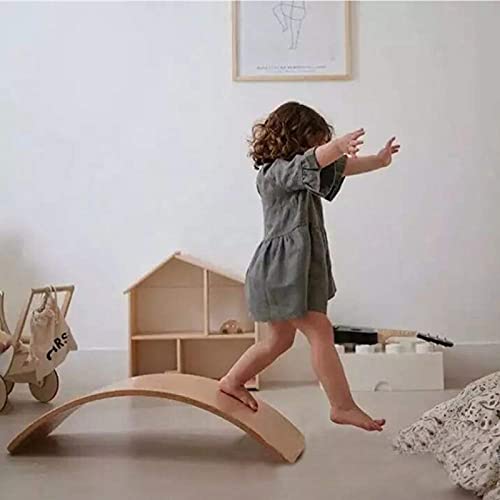 Gentle Monster Wobble Balance Board, Wooden Montessori Toy Rocker Board Natural Wood Kids Toddler Open Ended Learning Toy Yoga Curvy Board for Adult Office Classroom Christmas Gifts