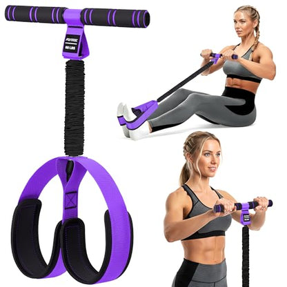 Multifunction Pedal Resistance Band with Handle, Upgraded Exercise Equipment with Soft Foot Pedal for Sit Up & Full-Body Home Gym Workouts, Core/ABS Training, Pilates, Yoga & Physical Therapy - style: 2-Purple-60LBS
