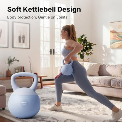 MERACH Soft Kettlebells, Strength Training Kettlebell with Wide Non-Slip Handle, Sea and Iron Sand Filled Kettle Bell with Soft-Sided Cushioned Base for Home Workouts, Ideal for Men, Women(15lb Pink/25lb Blue) - color: Baby blue 25 lbs