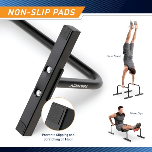 Marcy Parallette Bar ACC‑0333‑PARA – Powder‑Coated Steel Calisthenics Bars, Non‑Slip Pads, Home Workout Strength & Balance Trainer