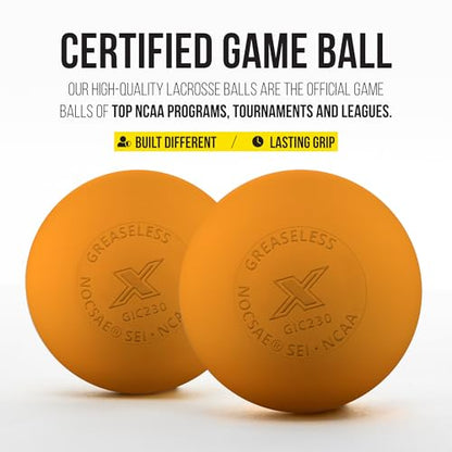 PEARL X Greaseless Lacrosse Balls by Guardian Innovations - Official Ball of NCAA Championships - Meets NOCSAE Standards and SEI/NCAA Certified
