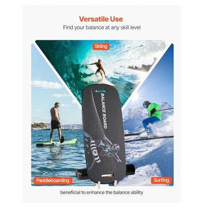 Balance Board 2-in-1 Wobble Board Trainer, Wooden Balance Board with Magnetic Stoppers for Surf Training, Physical Therapy & Standing Desk Workouts