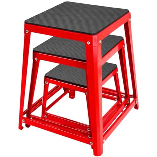 Plyometric Platform Box 12/18/24/30 Inch Steel Fitness Exercise Jump Box for Home Gym Plyometric Jumping Exercise Fit Training - style: Red 3-piece set