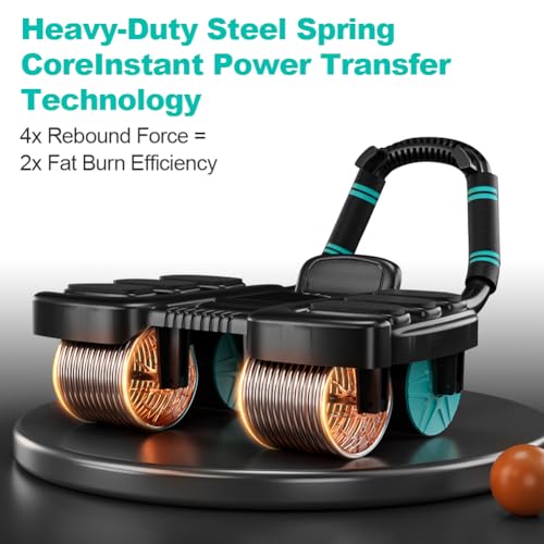 2026 New Automatic Rebound Ab Roller Wheel with Elbow Support & 4-Wheel Design - Core Exercise Equipment for Home Gym, Abdominal Workout Machine for Men/Women, Belly Fat Burner,Portable Fitness Roller Wheel