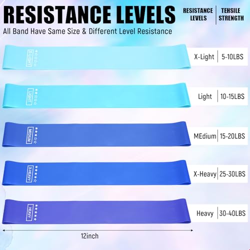 20 Pcs Resistance Bands for Women Men 10-115 Lbs 5 Different Resistance Levels Loop Exercise Bands for Leg Working Gym - color: Blue