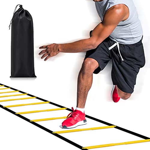 Happy Jump Agility Ladder 12 Rung 20 FT Speed Training Ladder Drill Sports Workout Equipment for Football Soccer Footwork Exercise - color: Yellow