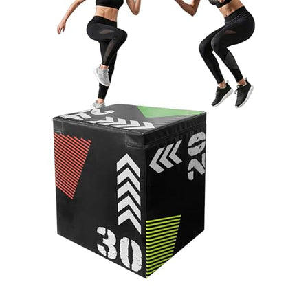Plyometric Jump Box for Home Gym-Stable 3 in 1 Plyo Box,Workout Jumping Boxes for Exercise and Training in Height 16"/20"/24"/30"