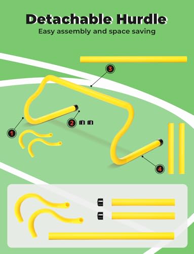 GHB Agility Hurdles 8" Speed Agility Training Hurdles, Detachable Sturdy Hurdles Training Equipment Set with Carry Bag for Kids,Athletes,Soccer,Basketball