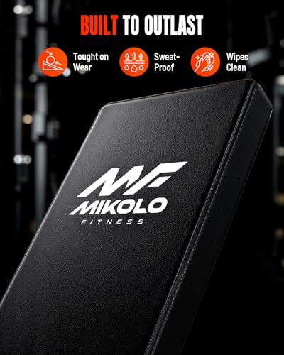 Mikolo Weight Bench - 1300 Weight Capacity and 40 Adjustable Positions for Full Body Workouts, Incline, Decline and Flat Setting for Garage and Home Gym