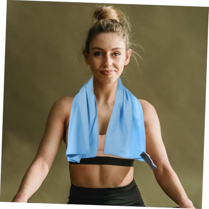 Cabilock Quick Dry Sports Towel for Travel and Camping, Superfine Fiber Microfiber Sweat Absorbent Cooling Towel Compact Blue Mesh Bag, 40x80cm for Neck and Face