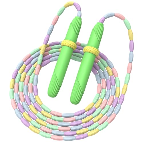 Beaded Jump Rope 1 Pack/2 Pack, ACEONE Segmented Skipping Rope for Kids Adults, Adjustable Tangle-Free Toddler Jumping Rope for Fitness Exercise Training - color: Green