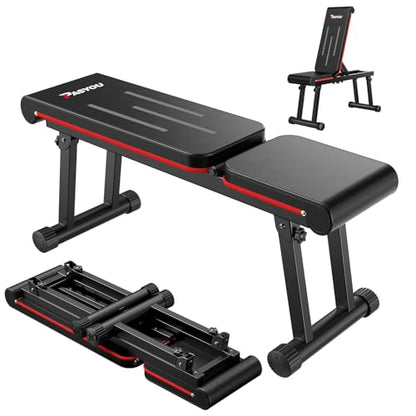 PASYOU Adjustable Weight Bench, 660LB Capacity Foldable Workout Bench, Incline Flat Bench Press for Home Gym, Dual-Frame Strength Training Bench, No Assembly Required, Wider Seat - color: Black