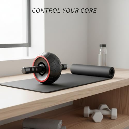 Ab Wheel Roller with Kneeling Pad, Non-Rebound TPU Exercise Wheel for Core Strength, Stable Steel Axle Home Fitness Trainer