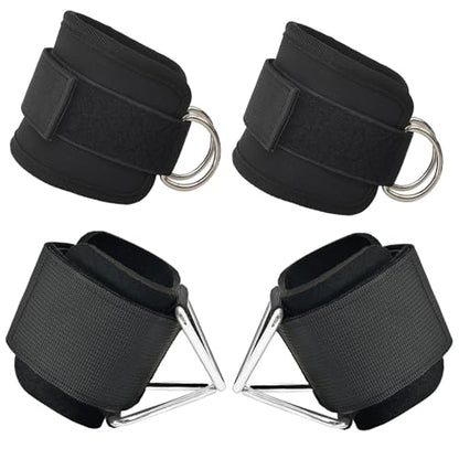 Adjustable Wrist Ankle Cuffs for Cable Machine, Neoprene Padded Straps, 4 Pack Comfortable Wrist Ankle Strap, Fitness Strength Training Equipment Workouts for Men Women, Black