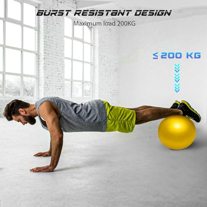 Cikyner Soft Pilates Ball, Small Exercise Ball 9 Inch Mini Gym Ball with Inflatable Straw, Suitable for Pilates, Yoga, Full Body Training, Physical Therapy and Balance improving at Home, Gym & Office - color: Yellow
