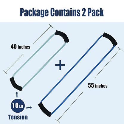 [2 Pack] Resistance Bands for Working Out with Soft Handles, Elastic Loop, Skin-Friendly Natural Latex,10 Pound Tension Long and Short Stretch, Fitness Exercise and Workout for Men and Women