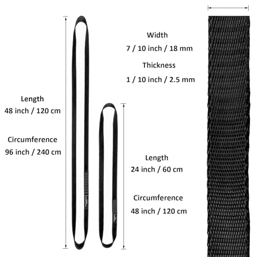 18MM Nylon Climbing Slings Runners 23 kN Strong Webbing Straps for Rock Climbing, Rappelling, Swing, Yoga Hammock etc - color: 2PCS Black, size: 24inch/60cm