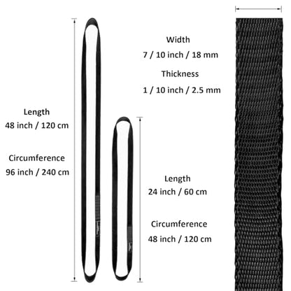 18MM Nylon Climbing Slings Runners 23 kN Strong Webbing Straps for Rock Climbing, Rappelling, Swing, Yoga Hammock etc - color: 3PCS Black, size: 24inch/60cm