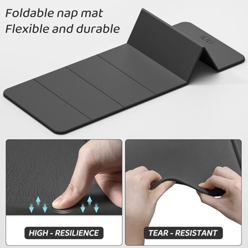 ILILI Foldable Yoga Mat 71 * 24 * 0.3'' - TPE Non-Slip Fitness Mat for Home，Waterproof & Lightweight (2lb) for Home Gym, Pilates & Stretching,Fitness Workouts - color: Grey