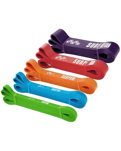 SUNPOW Pull Up Assistance Bands, Set of 5 Heavy Duty Resistance Bands for Men & Women, Natural Latex Exercise Bands for Pull-Up Progression, Home Workout, Strength Training, Mobility & Stretching