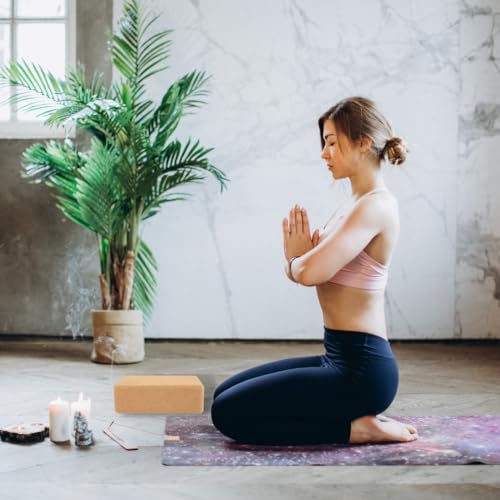 "FULANA Natural Cork Yoga Blocks (2-Pack) - High Density, Non-Slip Surface, Eco-Friendly (Women)(men) Yoga Accessories - 9x6x3 inches - Ideal Support for Yoga, Pilates, Stretching"