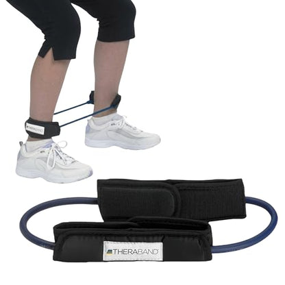 THERABAND Resistance Tubing with Cuffs, Extra Heavy Blue Level 4, Exercise Bands for Lower Body Workouts, Physical Therapy, Pilates & At-Home Training - color: Level 4 / Extra Heavy - Blue