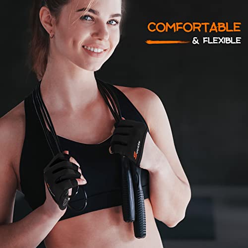 Partial Weight Lifting Gloves, 3/4 Finger Workout Gloves for Men Women, Full Palm Protection & Silicone Grip Gym for Weightlifting Exercise Fitness Smartwatch Friendly