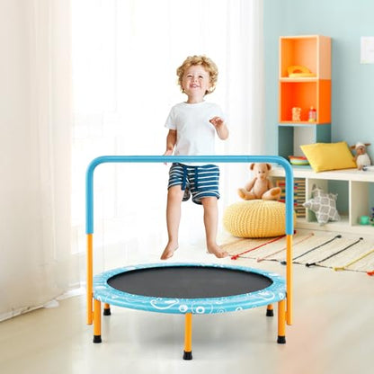 Giantex 36-Inch Mini Trampoline for Kids, ASTM Approved Foldable Rebounder Trampoline with Foamed Handle, Max Loaded 330 lbs, Indoor Safety Padded Fitness Trampoline